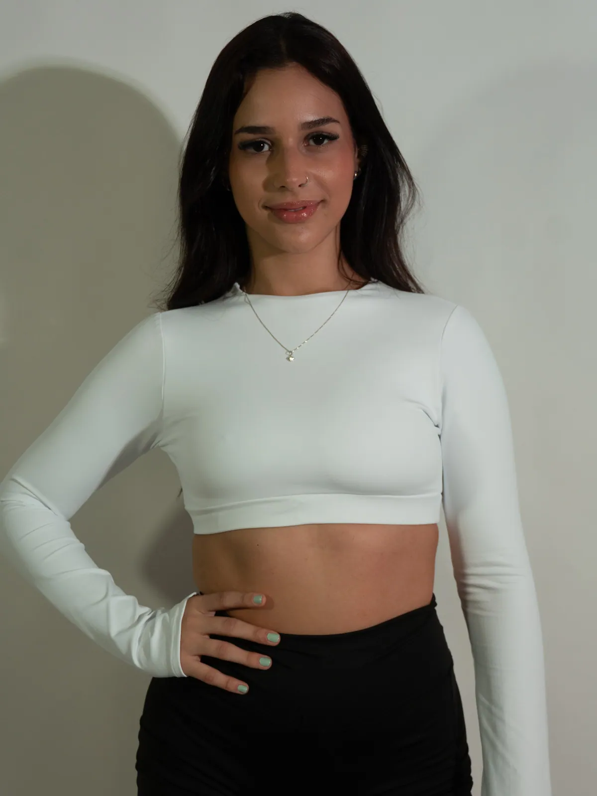 Blusa Soft Manga Longa na cor branca
