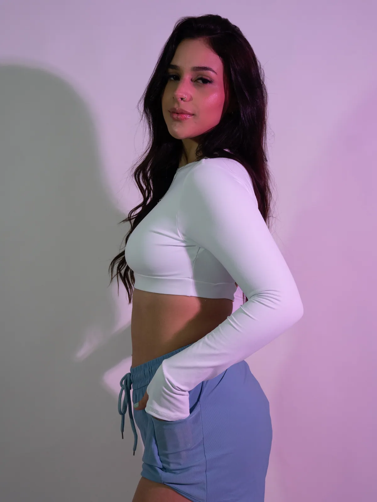 Shorts Move Tactel na cor azul bebê